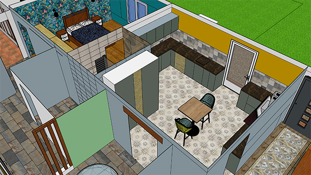 Image vue d'ensemble d'un plan 3D, rénovation d'une maison en Dordogne.
