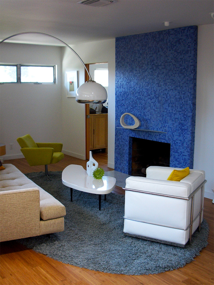 Image home staging du salon, maison Los Angeles, Mulholland Dr.